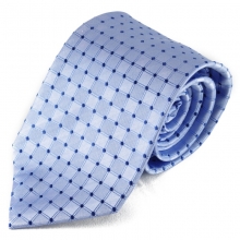 Světle modrá hedvábná kravata se vzorkem