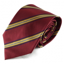 Červeno pruhovaná hedvábná kravata (pružek - žlutá)