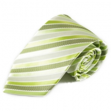 Zelená pruhovaná mikrovláknová kravata