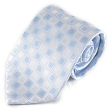 Bílá mikrovláknová kravata se světlým vzorkem (modrá)
