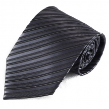 Tmavě šedá pruhovaná mikrovláknová kravata
