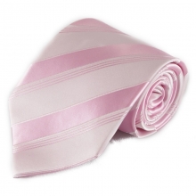 Světle růžová pruhovaná mikrovláknová kravata
