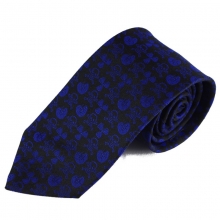 Tmavá hedvábná kravata s modrým vzorem biohazard