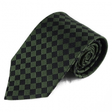 Hedvábná kravata s kostičkovým vzorkem (černá, tmavě zelená)