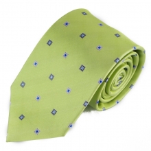 Světle zelená hedvábná kravata s čtverci