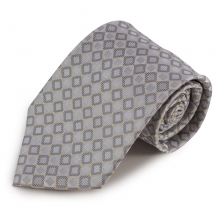 Mikrovláknová kravata s drobným károvaným vzorem (šedá, žluté tečky)