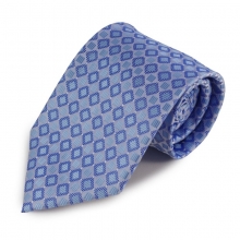 Modrá mikrovláknová kravata s drobným károvaným vzorem
