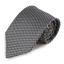 Černo-bílá mikrovláknová kravata s drobným vzorem