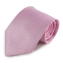 Světle růžová mikrovláknová kravata s drobným vzorkem (bílá)