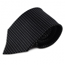 Černá hedvábná kravata s decentním bílým vzorkem