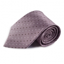 Růžová hedvábná kravata s tečkami