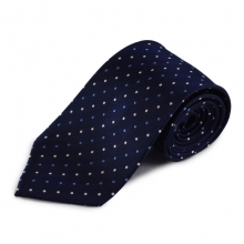 Modrá hedvábná kravata s tečkami