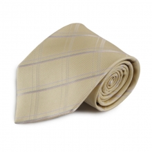 Béžová károvaná hedvábná kravata