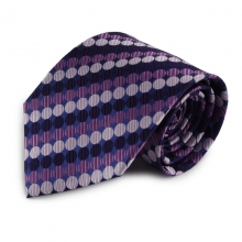 Modrá hedvábná kravata s fialovými puntíky