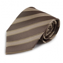 Pruhovaná hedvábná kravata (hnědá, béžová)