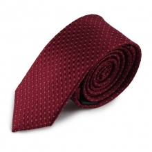 Bordó úzká hedvábná kravata s jemným vzorkem