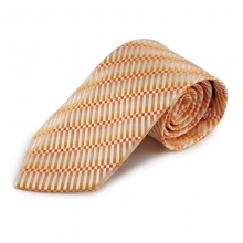 Oranžová mikrovláknová kravata s atypickým vzorem (bílá)