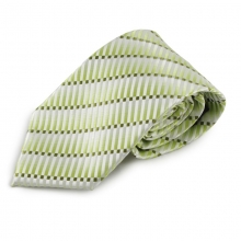 Zelená mikrovláknová kravata s atypickým vzorem (bílá)