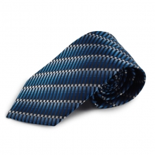 Modrá mikrovláknová kravata s atypickým vzorem (bílá)
