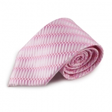 Růžová mikrovláknová kravata s atypickým vzorem (bílá)