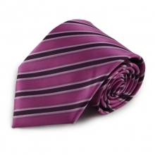 Proužkovaná mikrovláknová kravata (tmavě růžová, fialová)