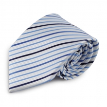 Proužkovaná mikrovláknová kravata (bílá, modrá)