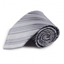 Stříbrná proužkovaná mikrovláknová kravata