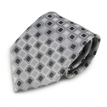 Šedo-stříbrná mikrovláknová kravata se vzorem (černá)