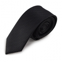 Černá úzká mikrovláknová kravata s jemným vzorkem