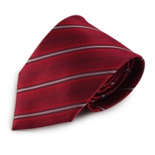 Červená proužkovaná mikrovláknová kravata