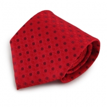 Červená mikrovláknová kravata s puntíkovaným vzorem
