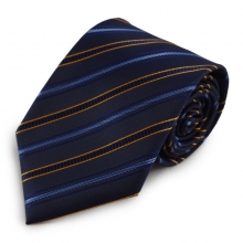 Modrá mikrovláknová kravata s proužky (oranžová)