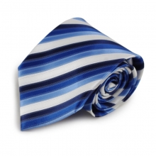 Modrá mikrovláknová kravata s proužky (bílá)