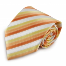 Oranžová mikrovláknová kravata s proužky (bílá)