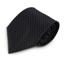 Černá mikrovláknová kravata s jemným vzorkem (bílá)