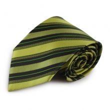 Zelená mikrovláknová kravata s proužky (černá)