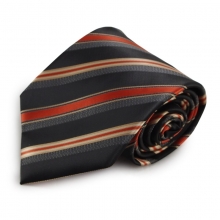 Proužkovaná mikrovláknová kravata (šedá, oranžová)