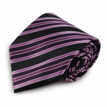Proužkovaná mikrovláknová kravata (fialová, černá)