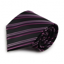 Proužkovaná mikrovláknová kravata (černá, fialová)