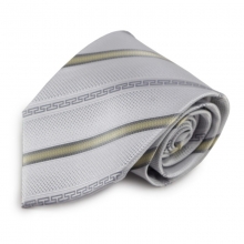 Stříbrná mikrovláknová kravata se zajímavými proužky (zlatá)