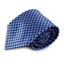 Modrá mikrovláknová kravata s kostičkovaným vzorem