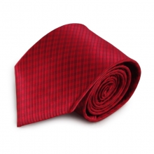 Červená mikrovláknová kravata s kostičkovaným vzorem