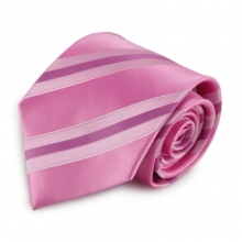 Růžová proužkovaná mikrovláknová kravata