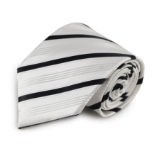 Bílá mikrovláknová kravata s proužky (černá)