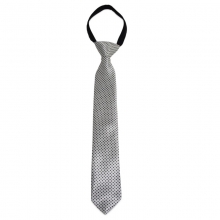 Dětská bílá kravata s černými tečkami