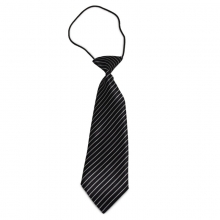 Dětská černá kravata s bílými proužky
