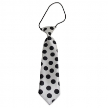 Dětská bílá kravata s černými puntíky