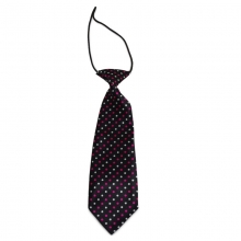 Dětská černá kravata s tečkami (bílá, růžová)