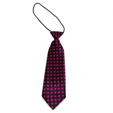 Dětská černá kravata s růžovými puntíky
