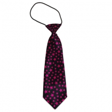 Dětská černá kravata s růžovými hvězdičkami